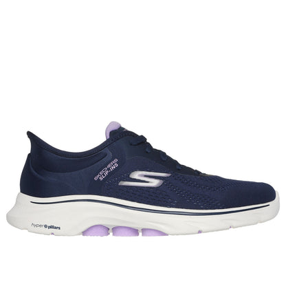 Navy-Lavender - Lifestyle - Skechers Womens-Ladies Go Walk 7-Valin Trainers