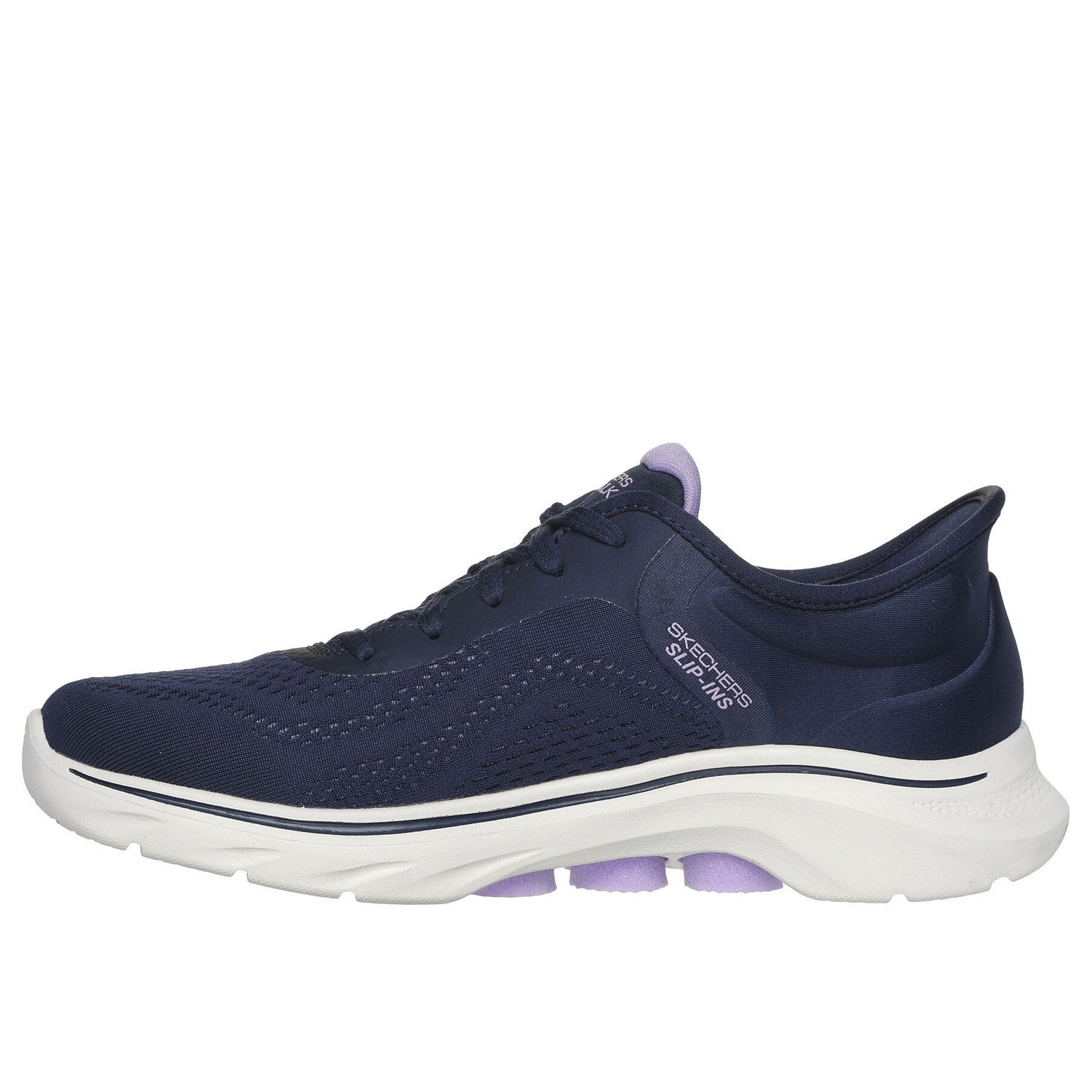 Navy-Lavender - Pack Shot - Skechers Womens-Ladies Go Walk 7-Valin Trainers