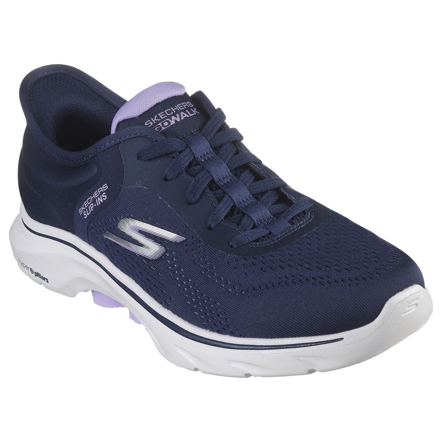 Navy-Lavender - Front - Skechers Womens-Ladies Go Walk 7-Valin Trainers