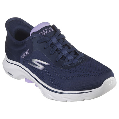 Navy-Lavender - Front - Skechers Womens-Ladies Go Walk 7-Valin Trainers