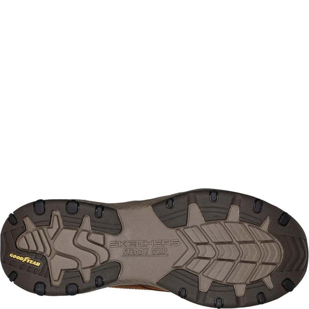 Dark Brown - Back - Skechers Mens Craster-Fenzo Oiled Leather Relaxed Fit Trainers