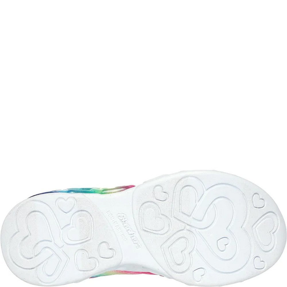 Pink-Multicoloured - Back - Skechers Girls Infinite Heart Lights Trainers