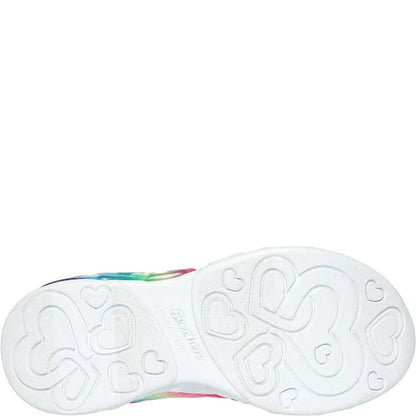 Pink-Multicoloured - Back - Skechers Girls Infinite Heart Lights Trainers