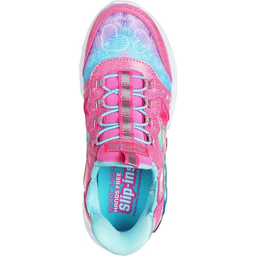 Pink-Multicoloured - Side - Skechers Girls Infinite Heart Lights Trainers