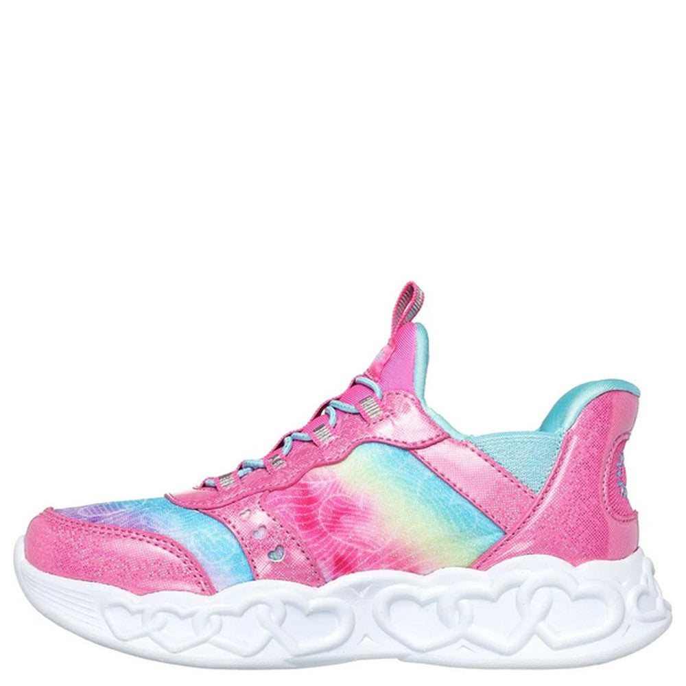 Pink-Multicoloured - Pack Shot - Skechers Girls Infinite Heart Lights Trainers