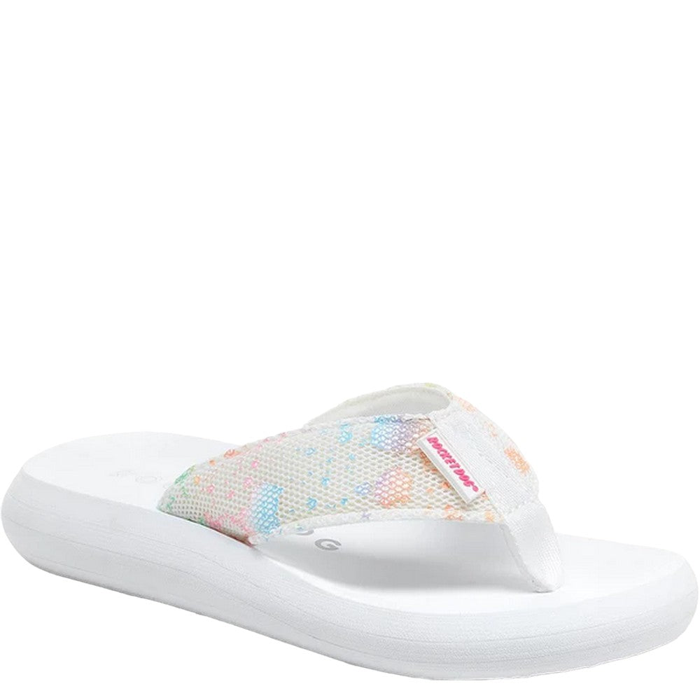 White - Front - Rocket Dog Womens-Ladies Spotlight Barker Flip Flops