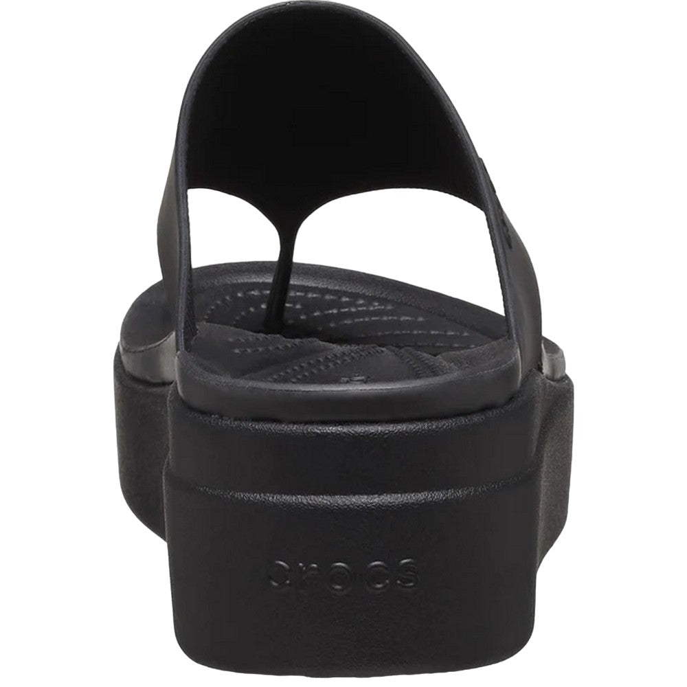 Black - Back - Crocs Womens-Ladies Brooklyn Flip Flops