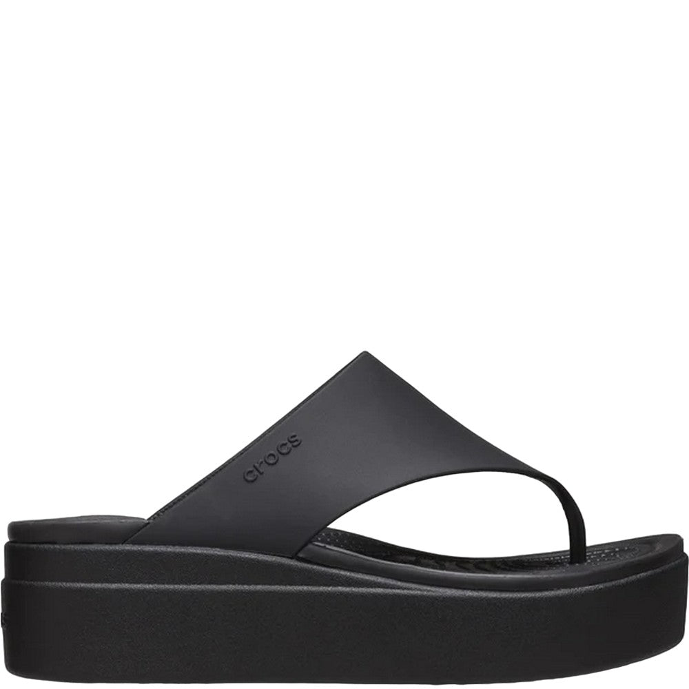 Black - Pack Shot - Crocs Womens-Ladies Brooklyn Flip Flops