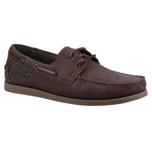 Brown - Front - Cotswold Mens Bartrim Leather Boat Shoes