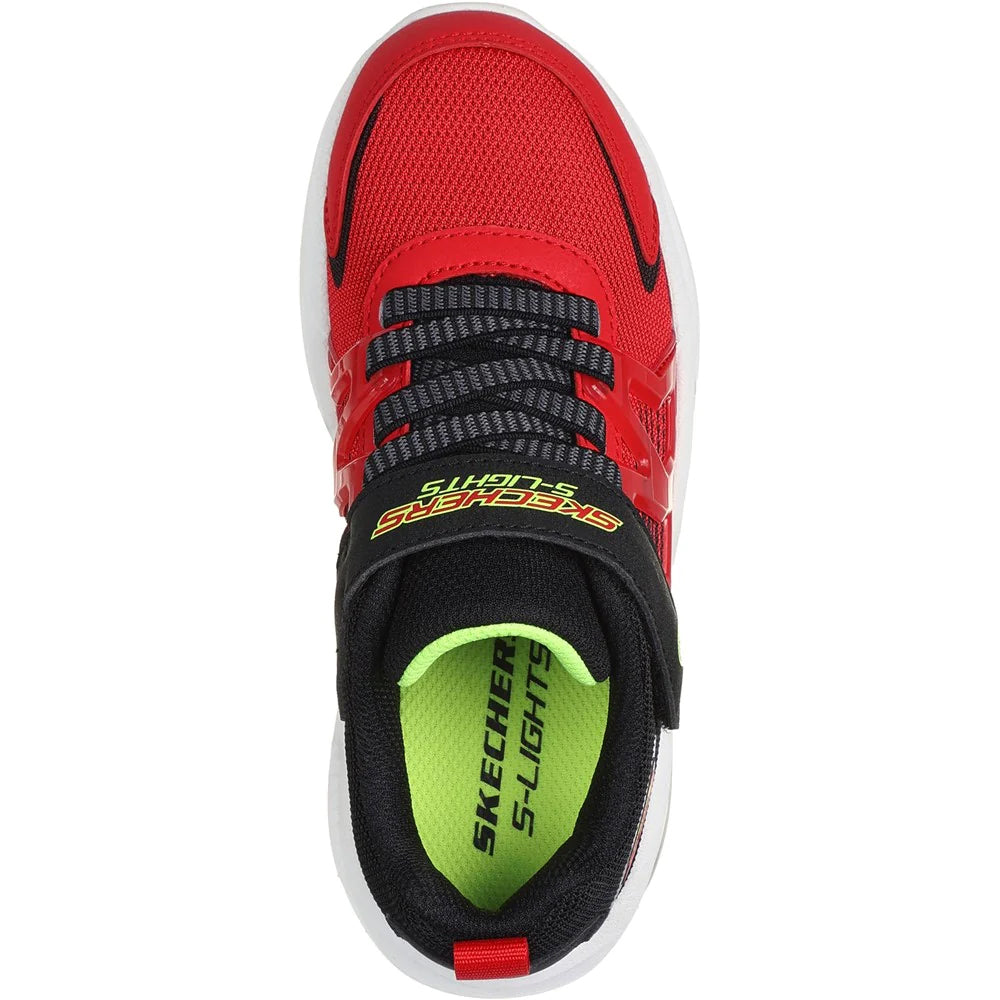 Red-Black - Side - Skechers Boys S Lights: Prismatrons Trainers