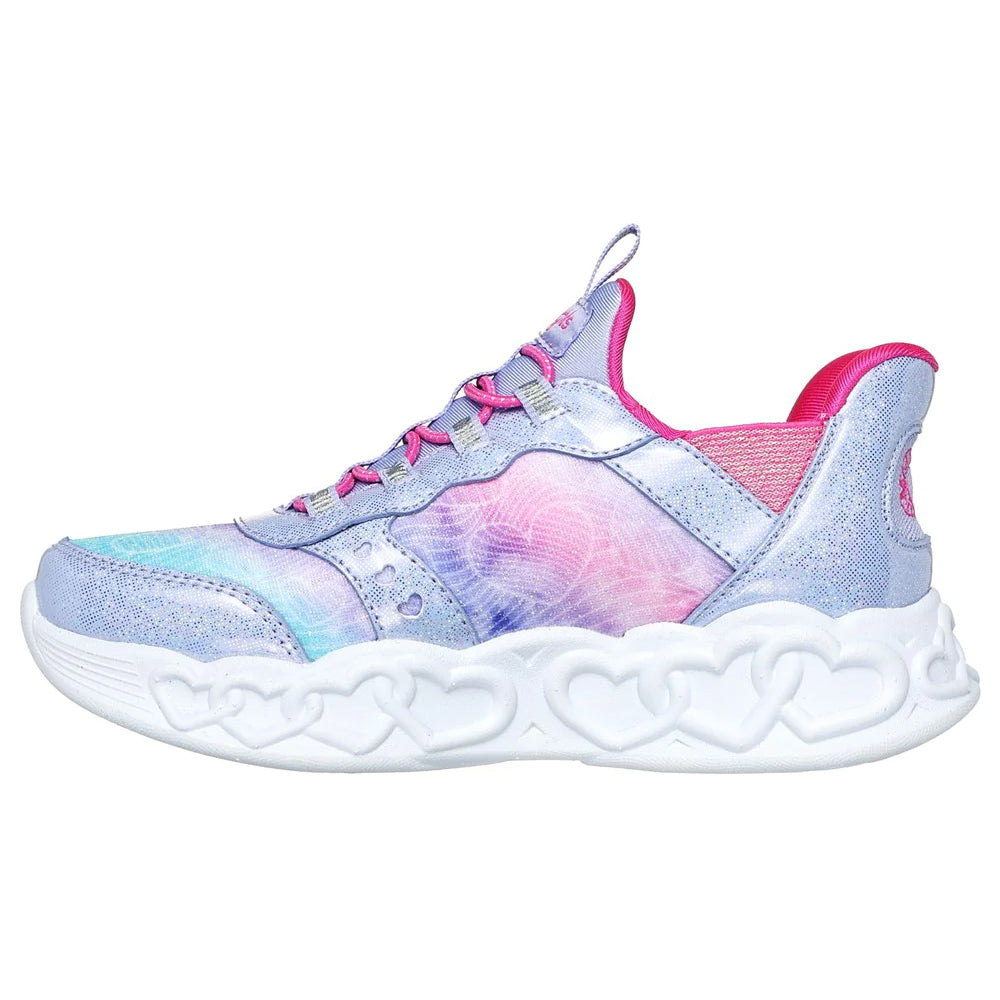 Lavender-Multicoloured - Back - Skechers Girls Infinite Heart Lights Trainers