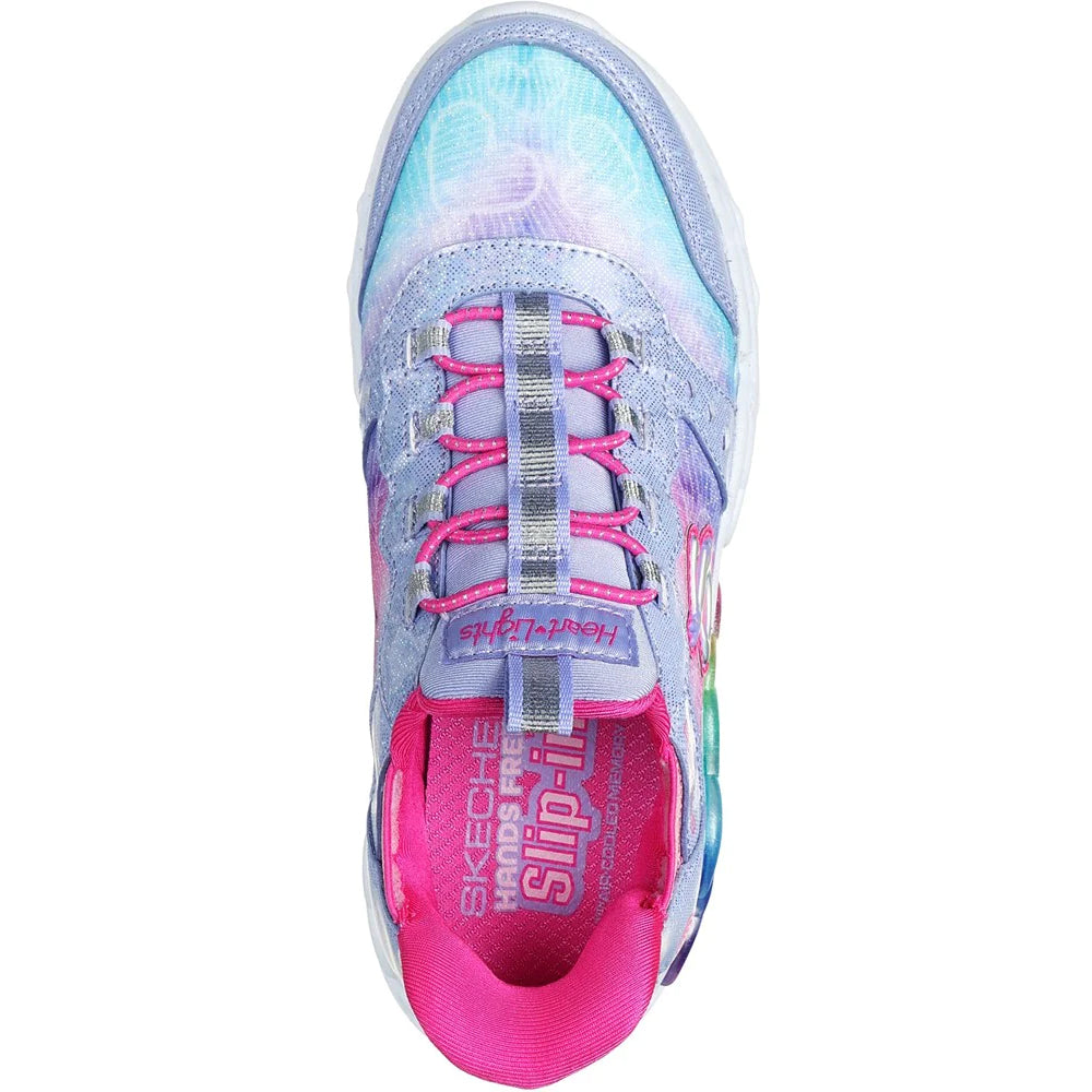 Lavender-Multicoloured - Side - Skechers Girls Infinite Heart Lights Trainers