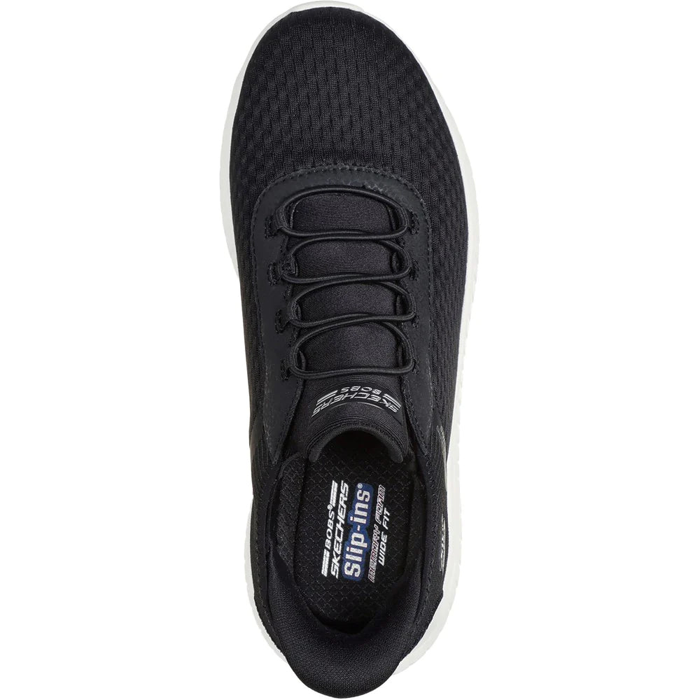 Black-White - Side - Skechers Womens-Ladies Bobs Sport Squad Chaos Trainers