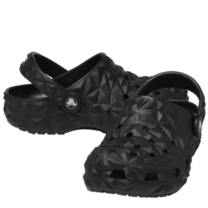 Black - Close up - Crocs Childrens-Kids Classic Geometric Clogs