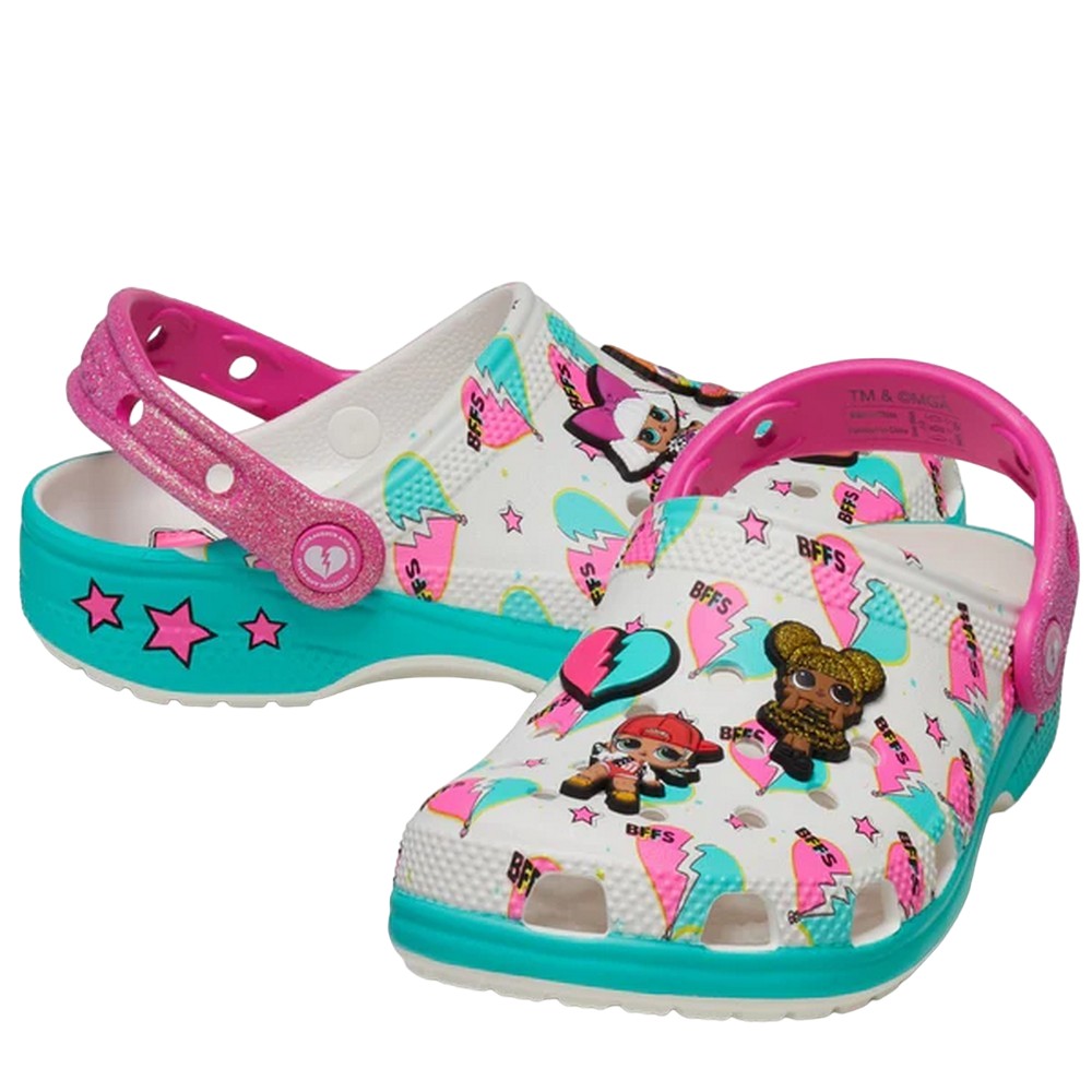 White-Multicoloured - Close up - Crocs Childrens-Kids BFF LOL Surprise Clogs