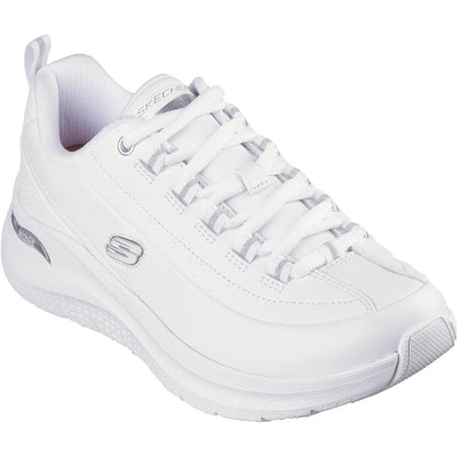 White-Silver - Front - Skechers Womens-Ladies Arch Fit 2.0 - Star Bound Leather Trainers