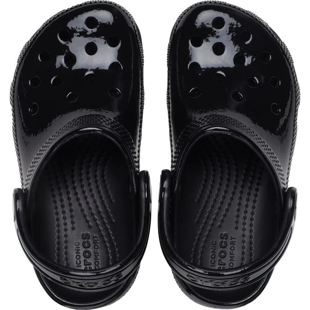 Black - Side - Crocs Toddler Classic High Shine Clogs