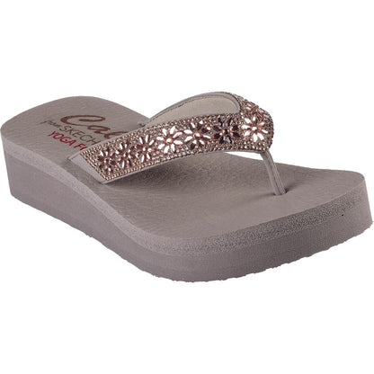 Taupe - Front - Skechers Womens-Ladies Cali Vinyasa - Wild Daisies Flip Flops