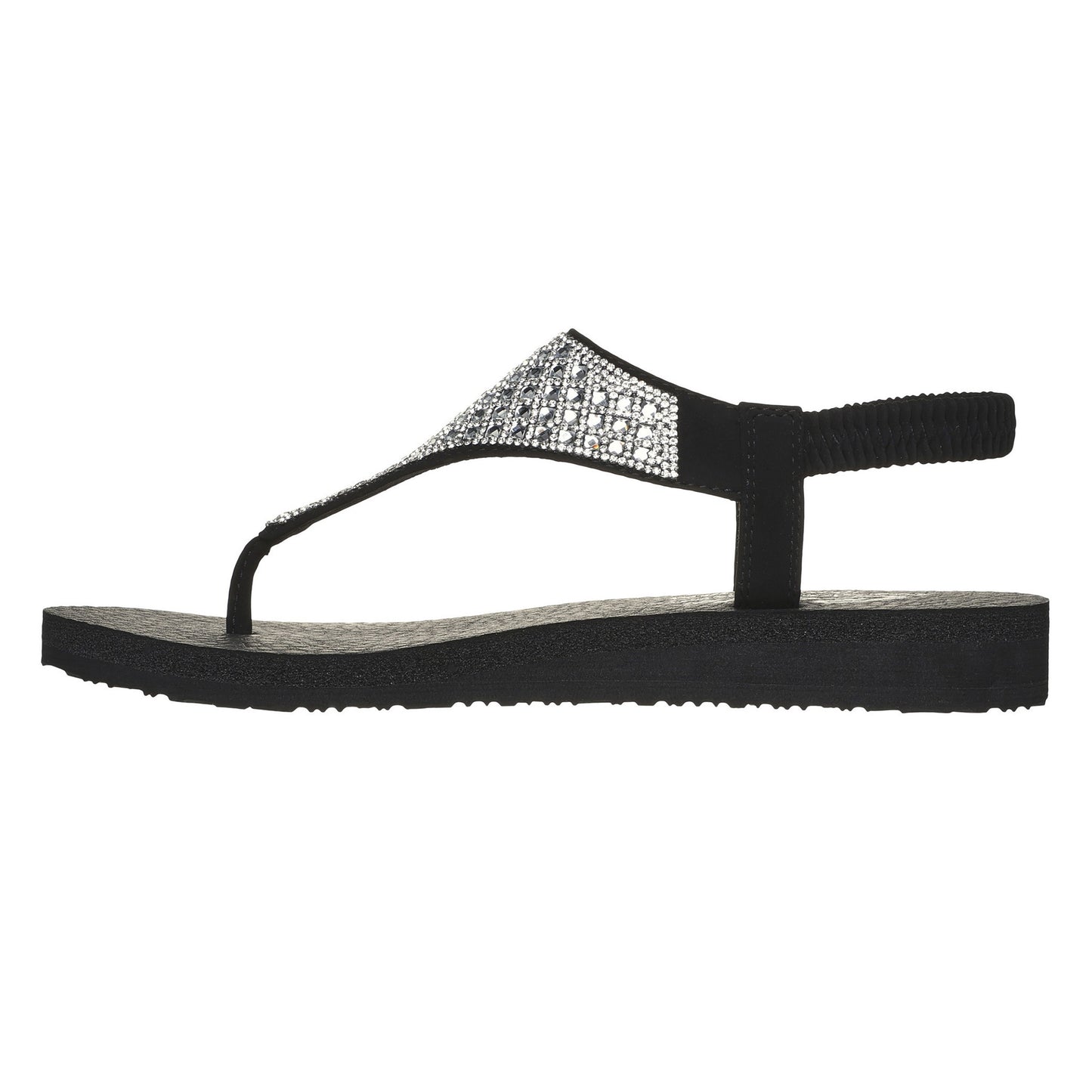 Black - Back - Skechers Womens-Ladies Meditation - Rockstar Flip Flops