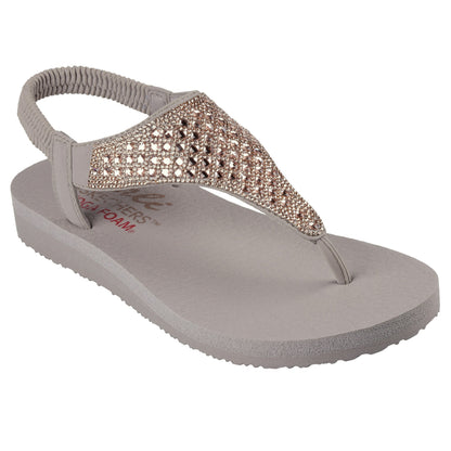 Taupe - Front - Skechers Womens-Ladies Meditation - Rockstar Flip Flops