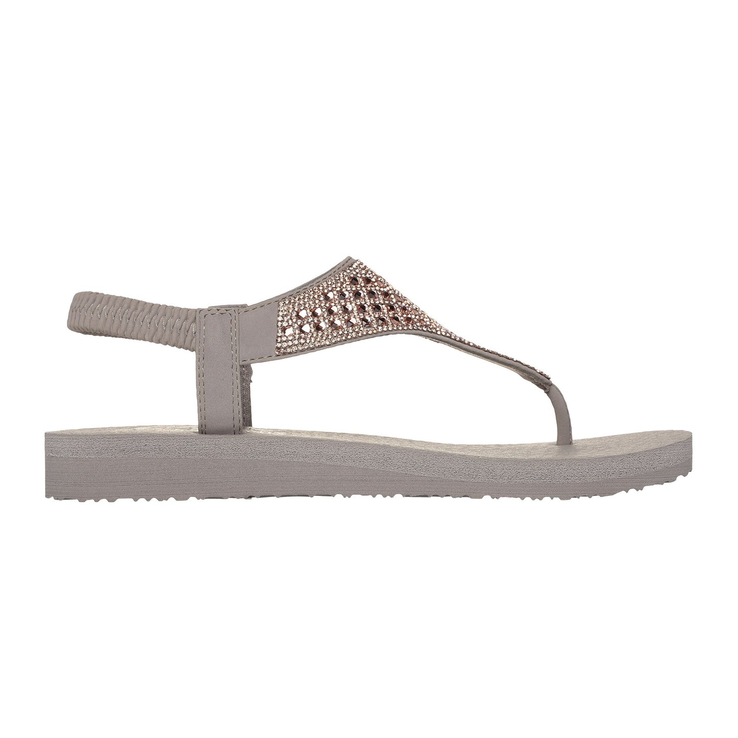Taupe - Side - Skechers Womens-Ladies Meditation - Rockstar Flip Flops