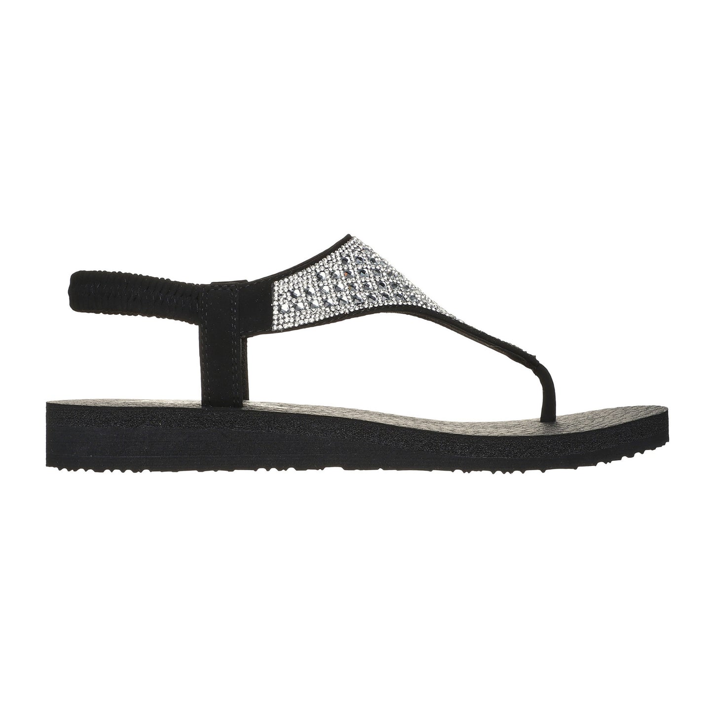 Black - Side - Skechers Womens-Ladies Meditation - Rockstar Flip Flops