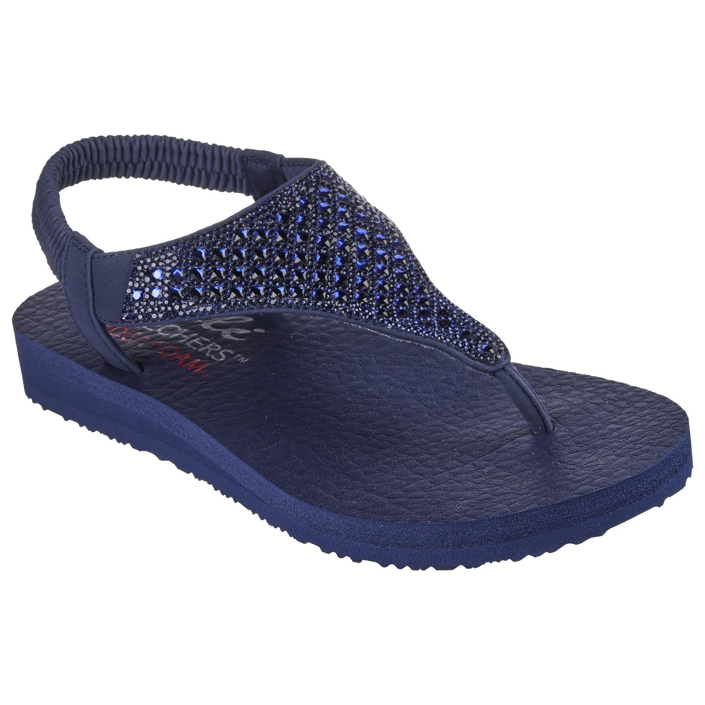 Navy - Front - Skechers Womens-Ladies Meditation - Rockstar Flip Flops