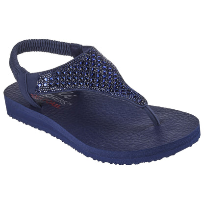 Navy - Front - Skechers Womens-Ladies Meditation - Rockstar Flip Flops