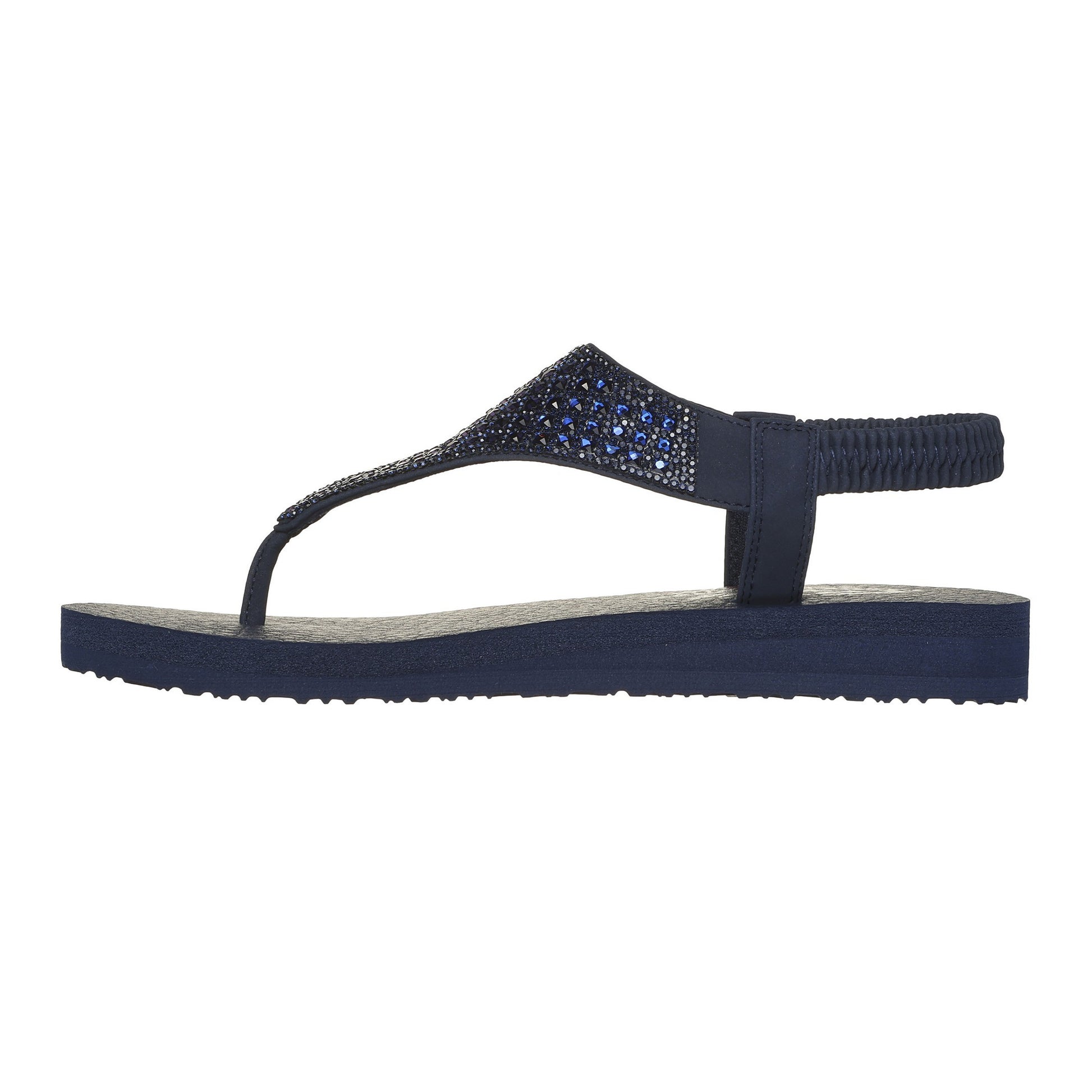 Navy - Back - Skechers Womens-Ladies Meditation - Rockstar Flip Flops