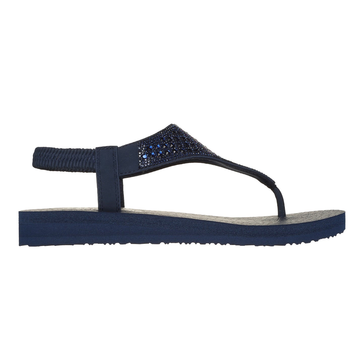 Navy - Side - Skechers Womens-Ladies Meditation - Rockstar Flip Flops