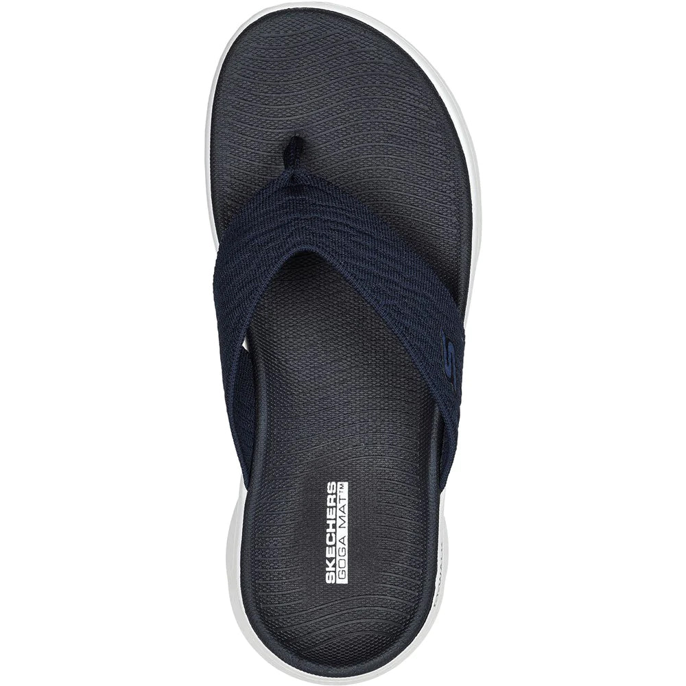Navy - Side - Skechers Womens-Ladies Go Walk Flex Splendour Flip Flops