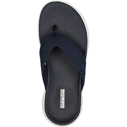 Navy - Side - Skechers Womens-Ladies Go Walk Flex Splendour Flip Flops