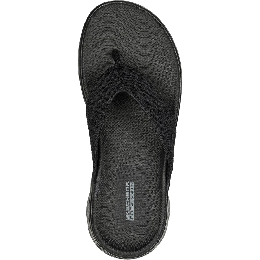 Black - Side - Skechers Womens-Ladies Go Walk Flex Splendour Flip Flops