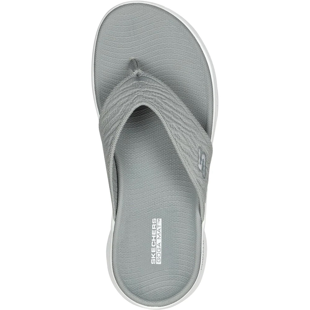 Grey - Side - Skechers Womens-Ladies Go Walk Flex Splendour Flip Flops