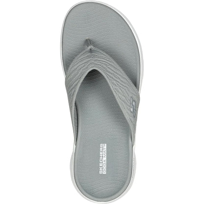 Grey - Side - Skechers Womens-Ladies Go Walk Flex Splendour Flip Flops