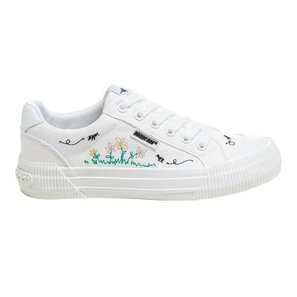 White - Lifestyle - Rocket Dog Womens-Ladies Cheery 12A Embroidered Trainers
