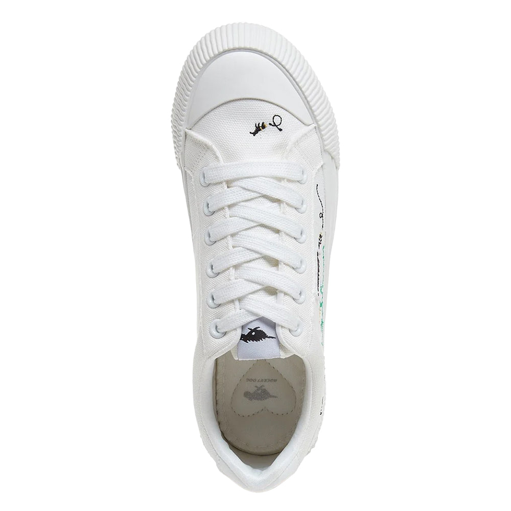 White - Pack Shot - Rocket Dog Womens-Ladies Cheery 12A Embroidered Trainers