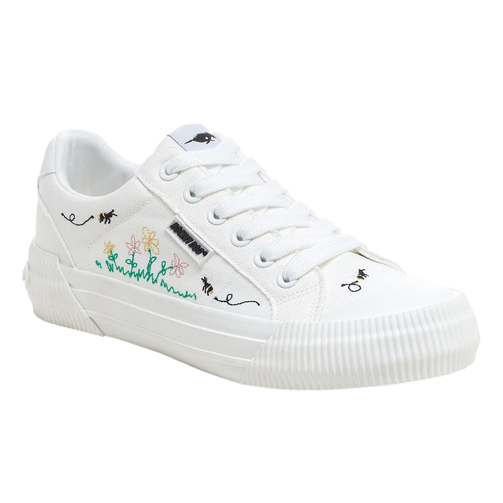 White - Front - Rocket Dog Womens-Ladies Cheery 12A Embroidered Trainers
