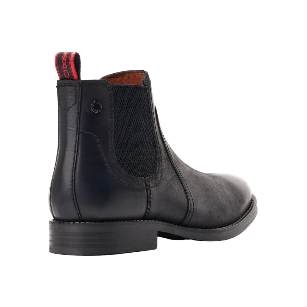 Black - Back - Base London Mens Bateman Leather Chelsea Boots