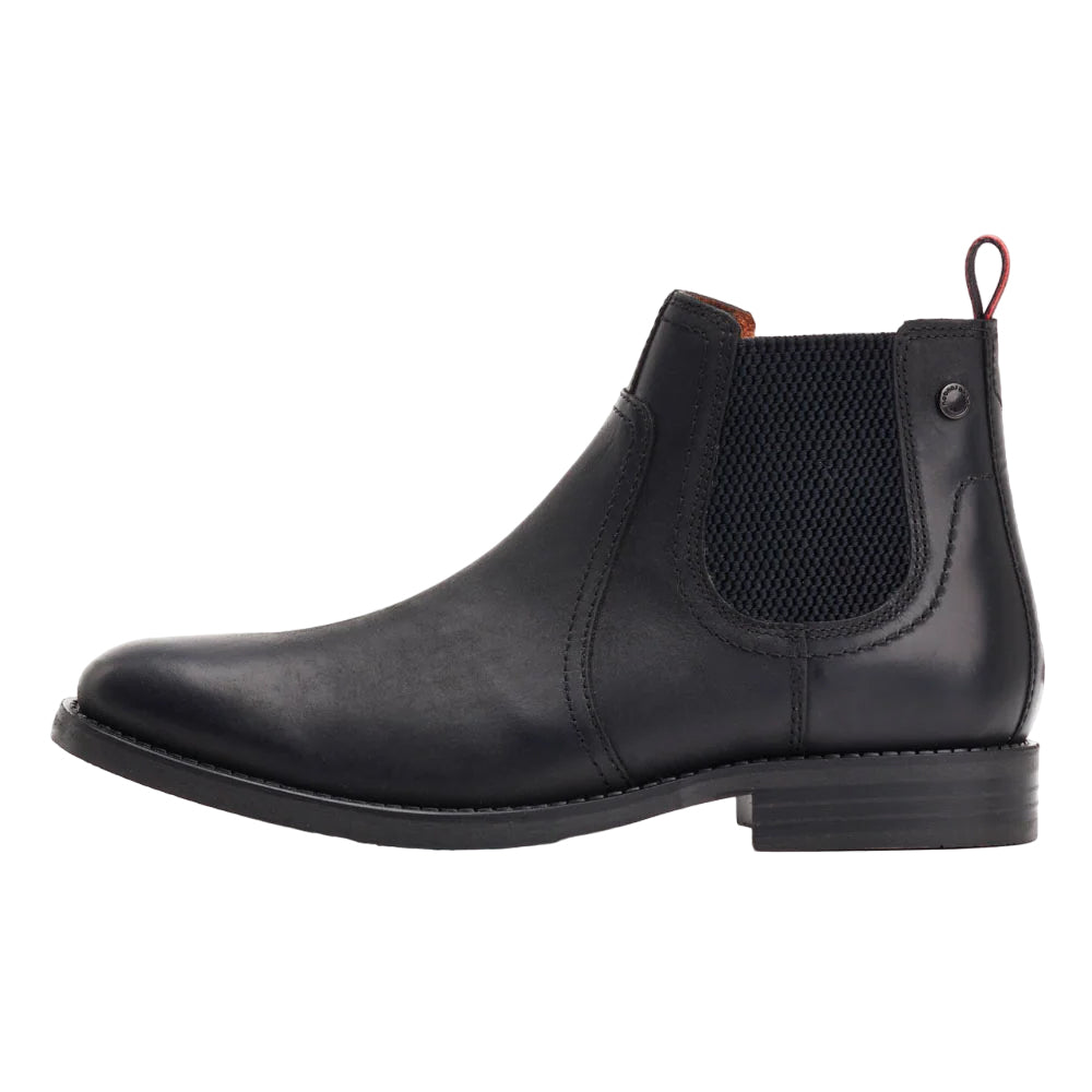 Black - Side - Base London Mens Bateman Leather Chelsea Boots