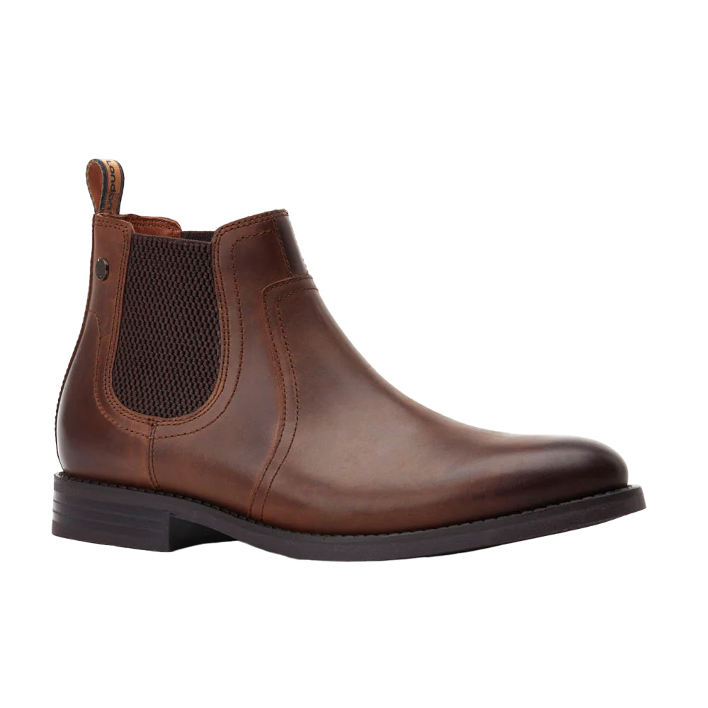 Brown - Front - Base London Mens Bateman Leather Chelsea Boots