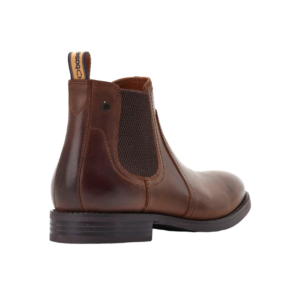 Brown - Back - Base London Mens Bateman Leather Chelsea Boots