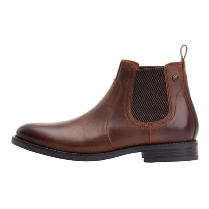 Brown - Side - Base London Mens Bateman Leather Chelsea Boots
