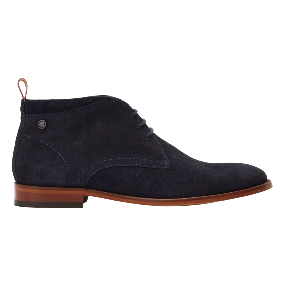 Navy - Side - Base London Mens Nolan Suede Chukka Boots