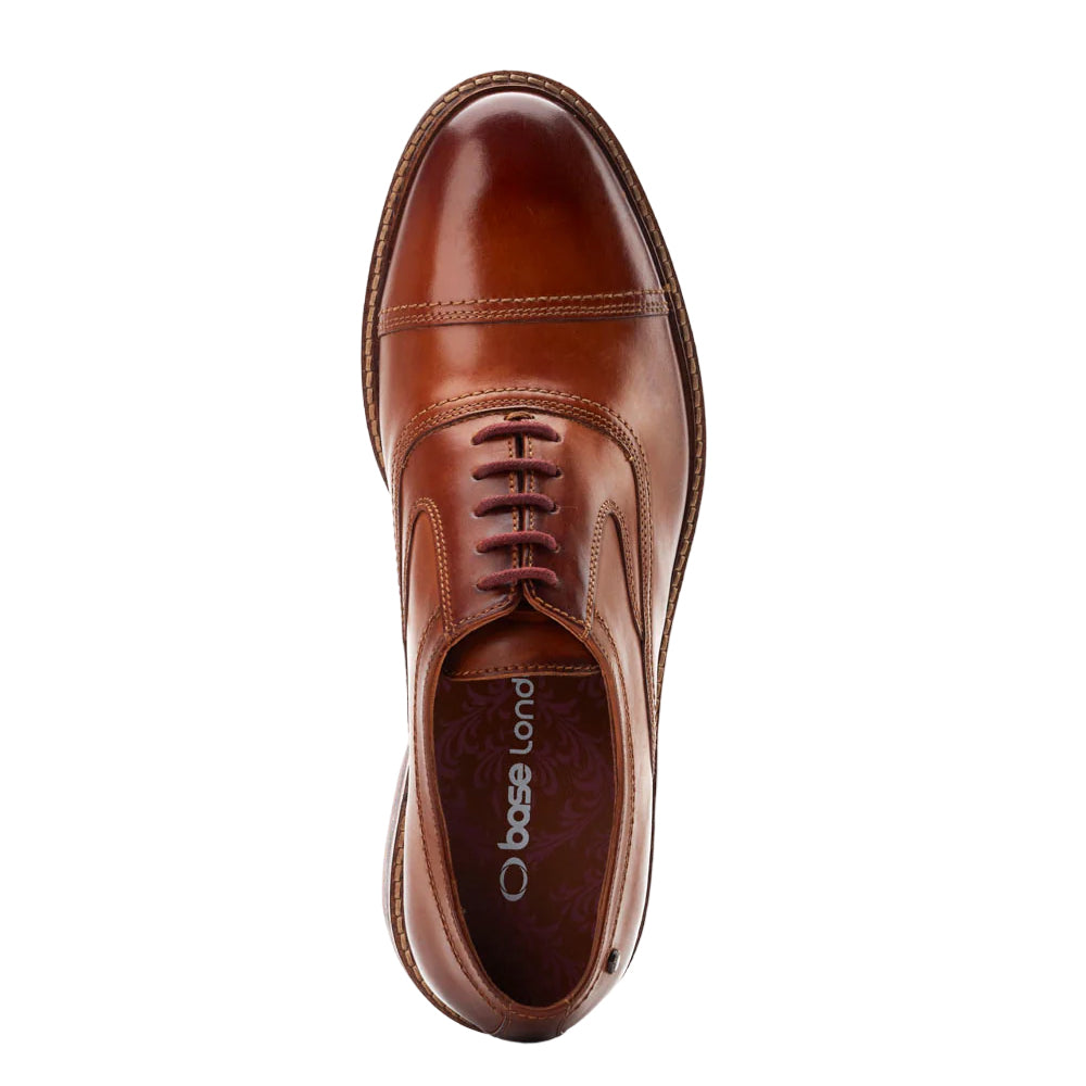 Tan - Pack Shot - Base London Mens Tatton Leather Derby Shoes