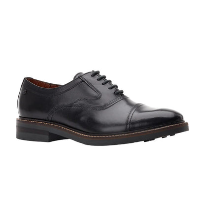 Black - Front - Base London Mens Tatton Leather Derby Shoes