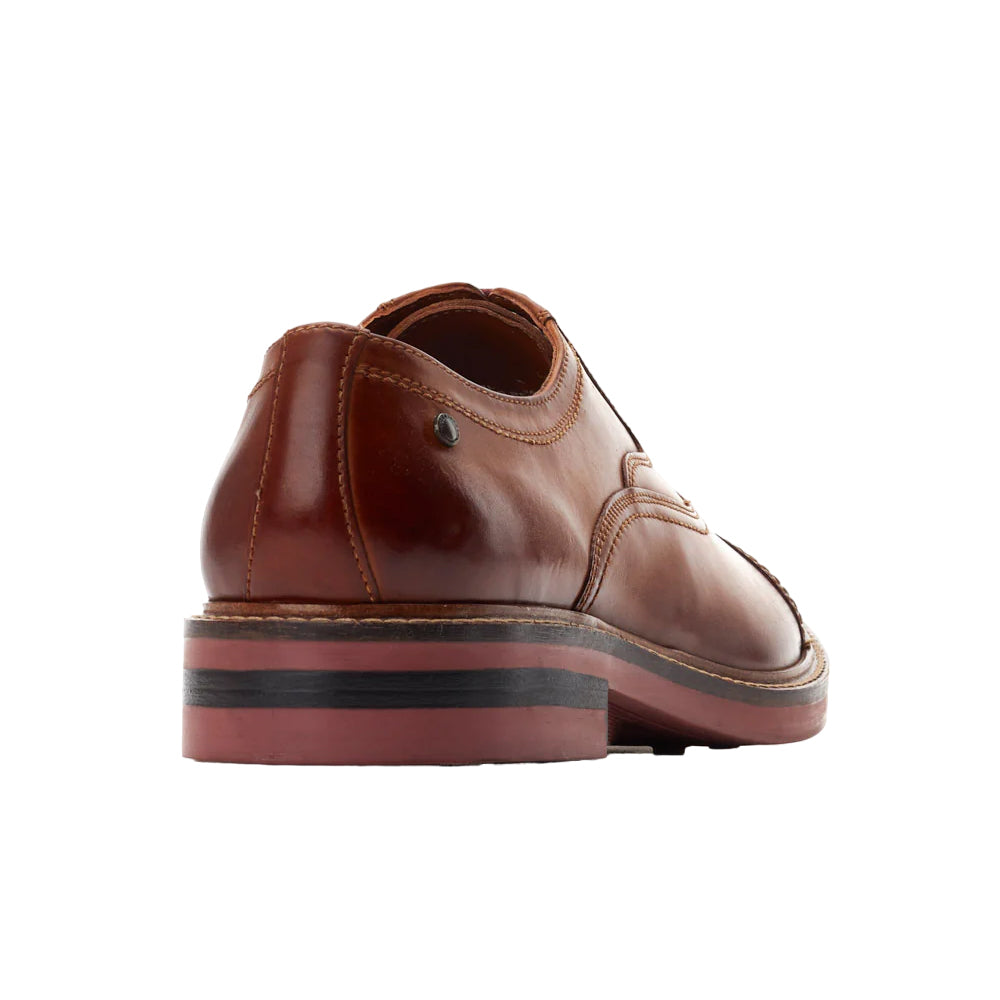 Tan - Back - Base London Mens Tatton Leather Derby Shoes