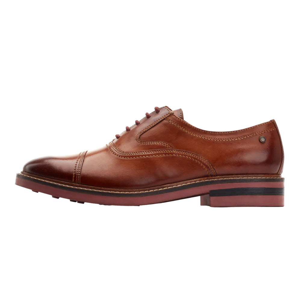 Tan - Side - Base London Mens Tatton Leather Derby Shoes