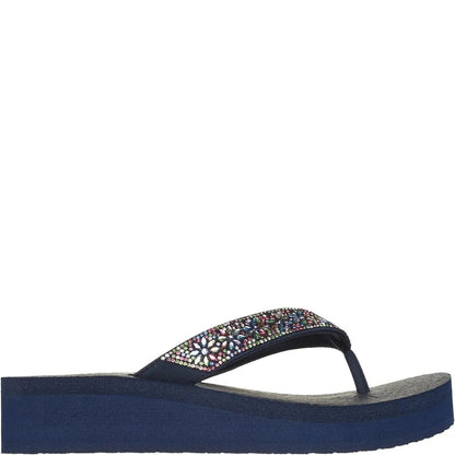 Navy-Multicoloured - Side - Skechers Womens-Ladies Cali Vinyasa - Wild Daisies Flip Flops