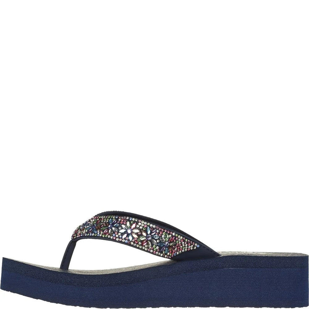 Navy-Multicoloured - Lifestyle - Skechers Womens-Ladies Cali Vinyasa - Wild Daisies Flip Flops